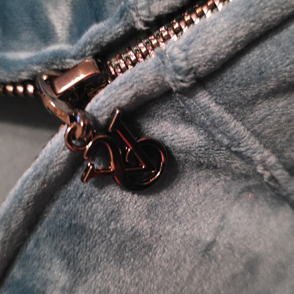 Victoria's Secret Teal Velour Hoodie Size XL - Picture 6 of 7